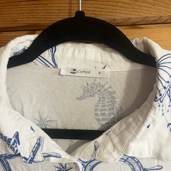 Cupshe Long sleeve Oversized Nautical Marine Blouse Large Medium - Picture 5 of 6